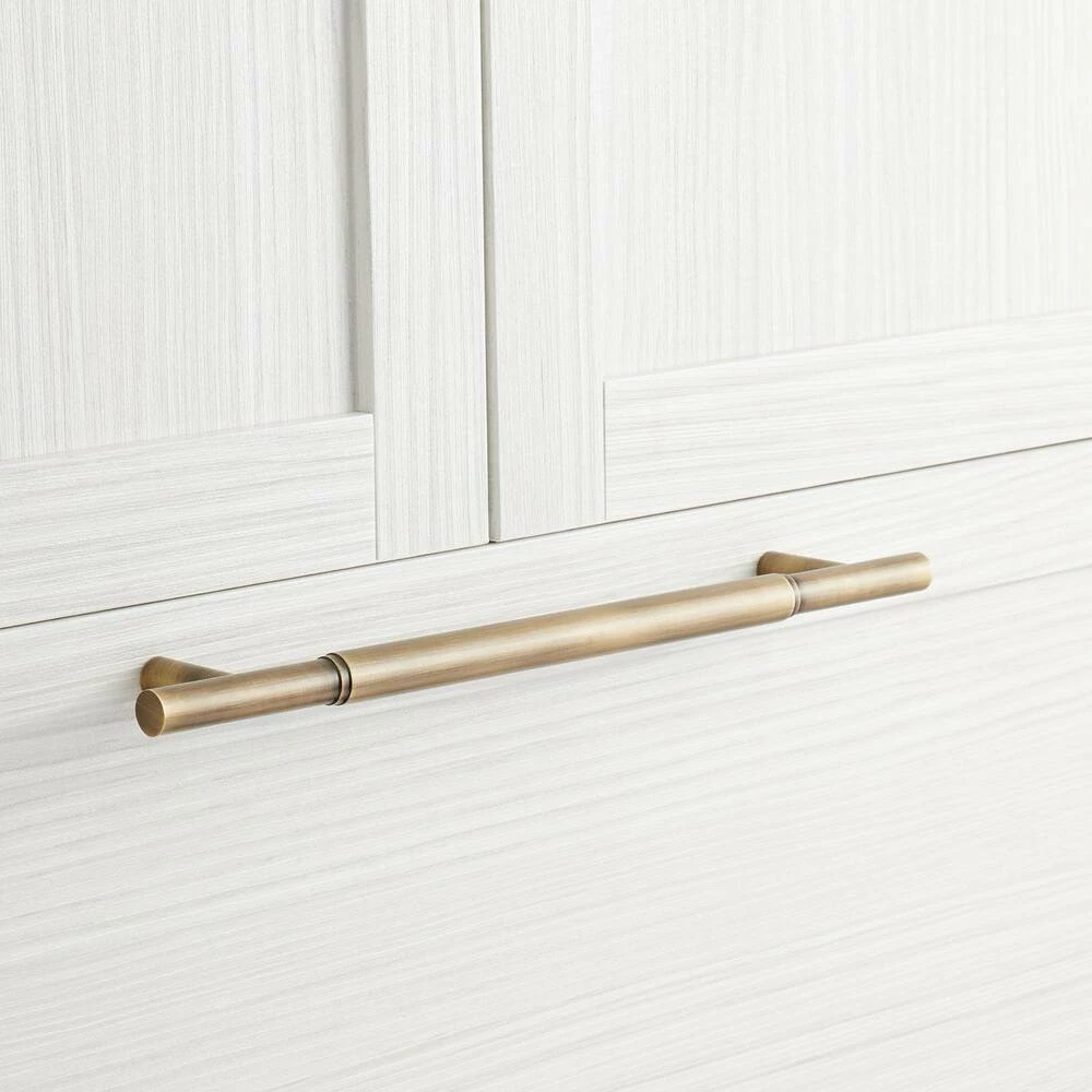 Signature Hardware Colmar 21 in. Cylinder Appliance Pull in Antique Brass - Image 2