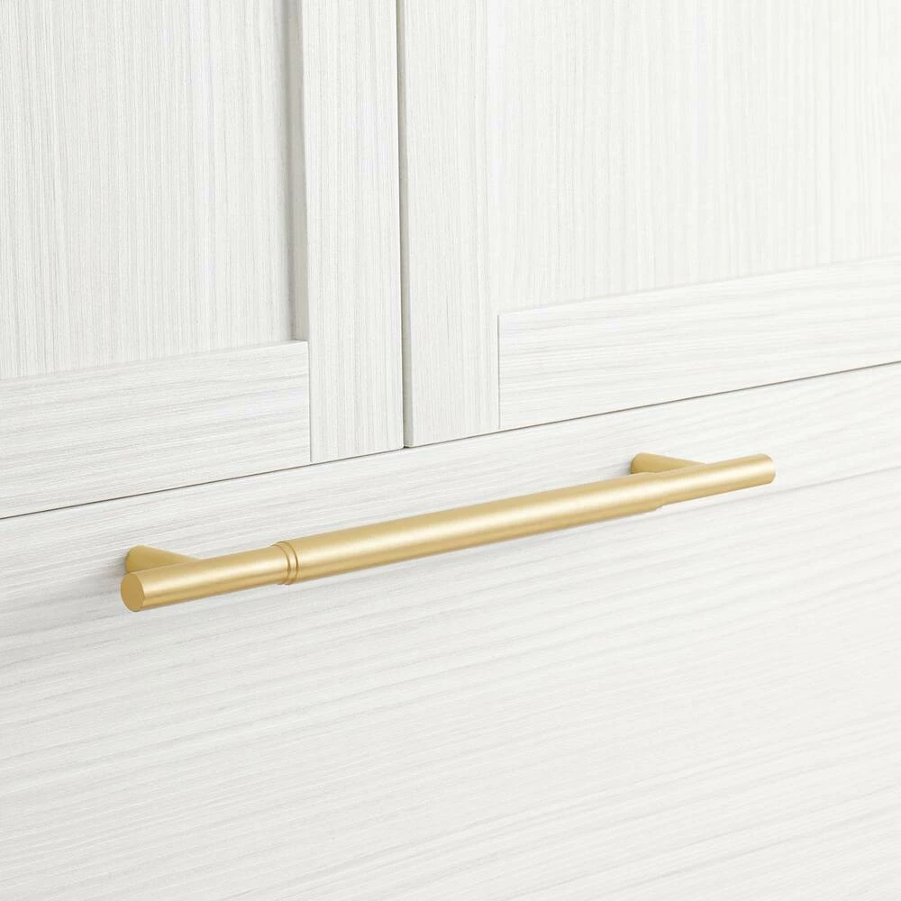 Signature Hardware Colmar 21 in. Cylinder Appliance Pull in Satin Brass