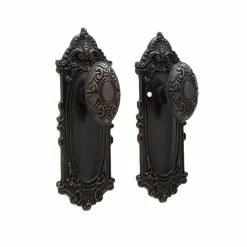 Signature Hardware Victorian Brass Privacy Knob and Plate Set in Oil Rubbed Bronze