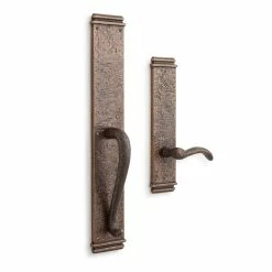Signature Hardware Griggs Brass Rectangular Entrance Door Set with Dummy Handle in Antique Brass