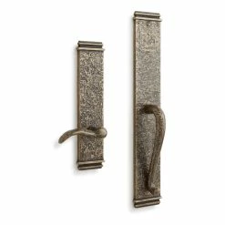 Signature Hardware Griggs Brass Rectangular Entrance Door Set with Dummy Handle in Satin Brass