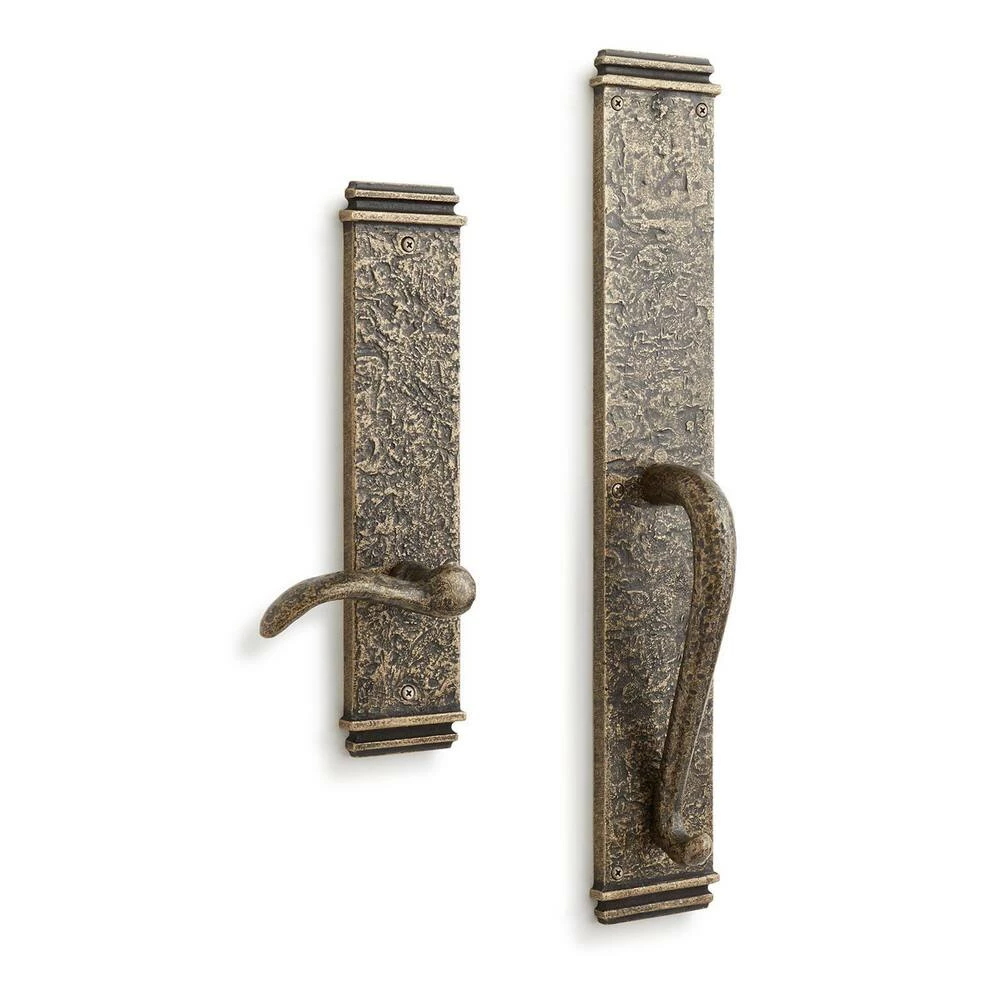 Signature Hardware Griggs Brass Rectangular Entrance Door Set with Dummy Handle in Satin Brass