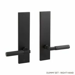Signature Hardware Satcher Brass Handle Right Hand Dummy Entrance Door Set Lever in Satin Black