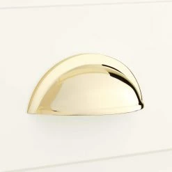 Signature Hardware Barrus 1-1/4 x 3-3/4 in. Brass Cup Pull in Brushed Nickel