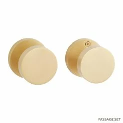 Signature Hardware Moceri Solid Brass Passage Interior Door Set Round Knob in Satin Brass