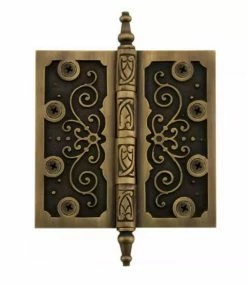 Signature Hardware Ornate 6-1/2 in. Residential Door Hinge in Antique Brass