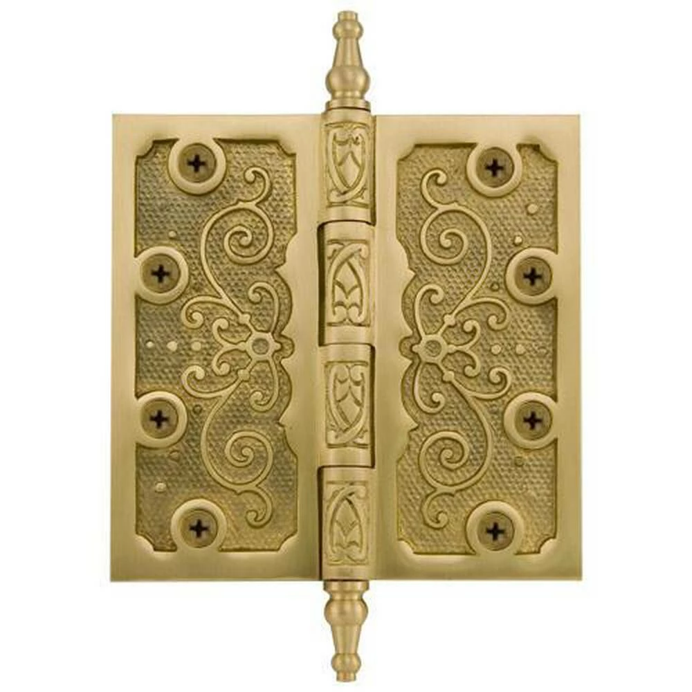 Signature Hardware Ornate 6-1/2 in. Residential Door Hinge in Matte Brass