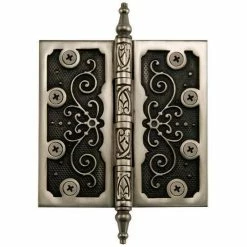 Signature Hardware Ornate 6-1/2 in. Residential Door Hinge in Antique Pewter