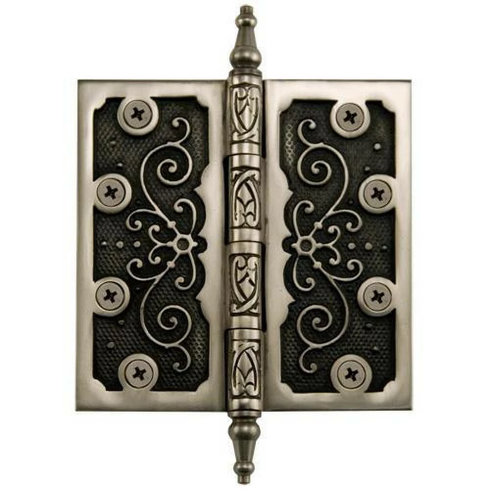 Signature Hardware Ornate 6-1/2 in. Residential Door Hinge in Antique Pewter