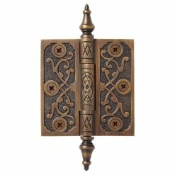 Signature Hardware Vine 6 in. Residential Door Hinge in Antique Brass