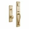 Signature Hardware Griggs Brass Entrance Set with Round Door Knob in Brushed Nickel