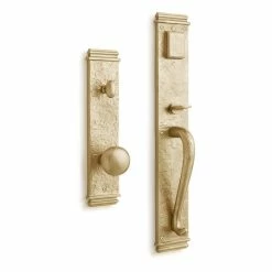 Signature Hardware Griggs Brass Entrance Set with Round Door Knob in Brushed Nickel