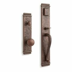 Signature Hardware Griggs Brass Entrance Set with Round Knob in Antique Brass