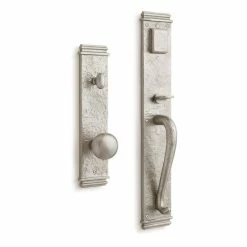 Signature Hardware Griggs Brass Entrance Set with Round Knob in Satin Brass