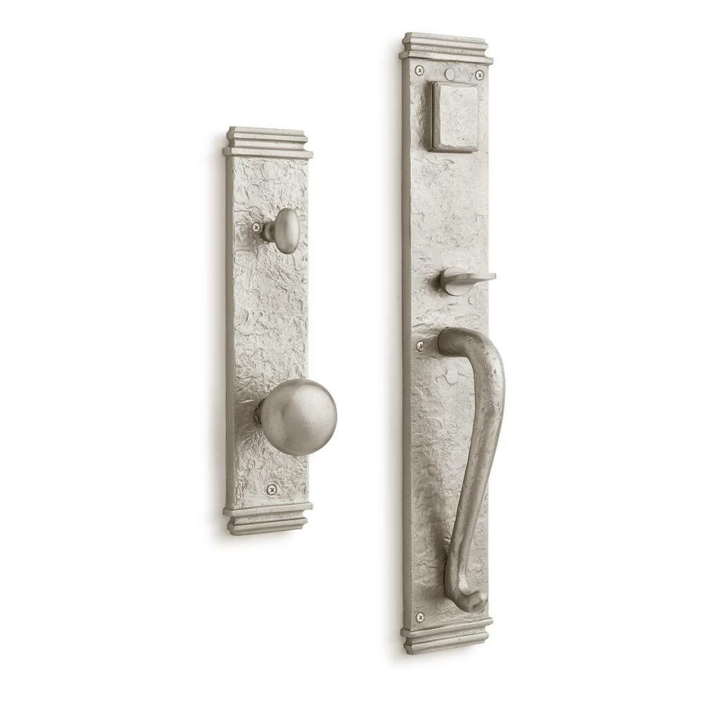 Signature Hardware Griggs Brass Entrance Set with Round Knob in Satin Brass