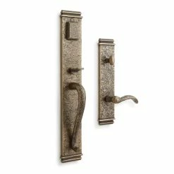 Signature Hardware Griggs Brass Entrance Set with Round Knob in Brushed Nickel