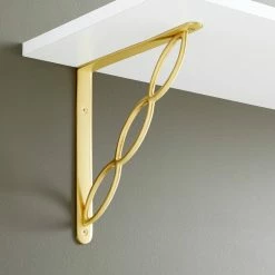 Signature Hardware Cassell 6 in. Solid Brass Shelf Bracket in Brushed Brass