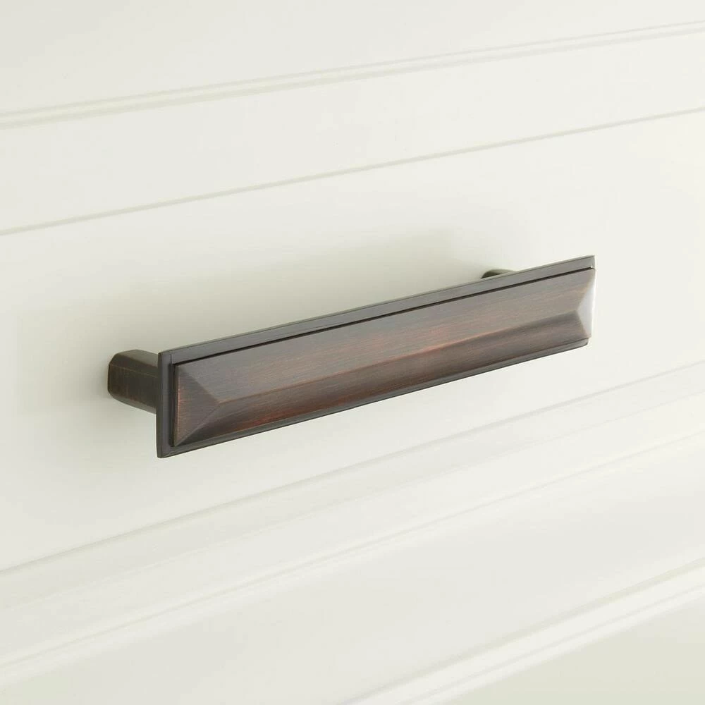 Signature Hardware Bresnick 1-1/8 x 7-1/8 in. Brass Cabinet Pull in Antique Brass