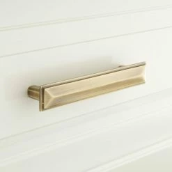 Signature Hardware Bresnick 1-1/8 x 7-1/8 in. Brass Cabinet Pull in Brushed Nickel