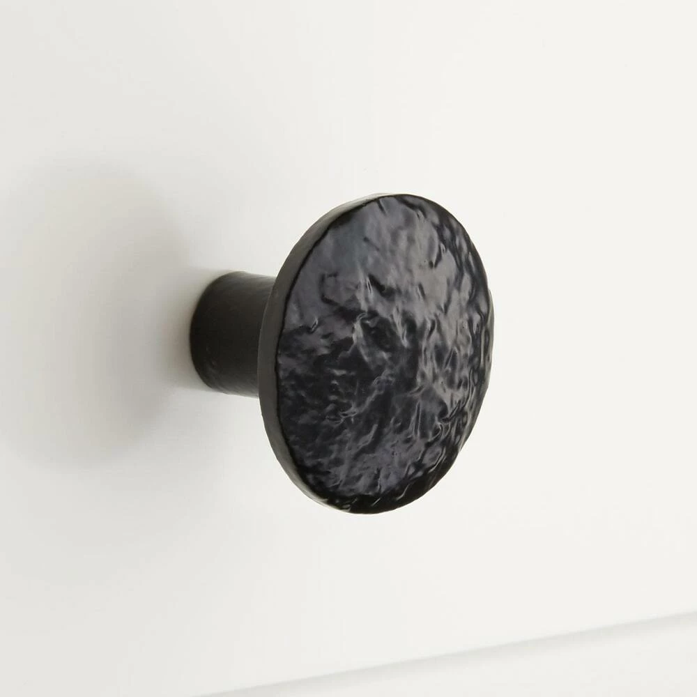Signature Hardware Cast Iron Round Cabinet Knob in Matte Black