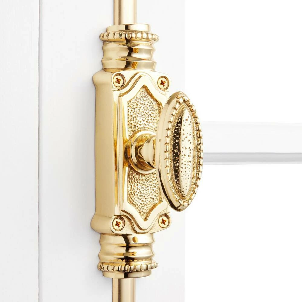 Signature Hardware Beaded BEADED BRASS DOOR CREMONE BOLT - PO