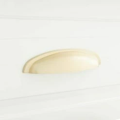 Signature Hardware Edvard 5 in. Brass Cup Pull in Satin Brass