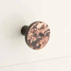 Signature Hardware Leaf Brass Round Cabinet Knob in Antique Brass