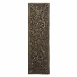 Signature Hardware Floral 3 in. Brass Push Plate in Antique Brass