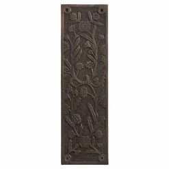 Signature Hardware Floral 3 in. Brass Push Plate in Oil Rubbed Bronze