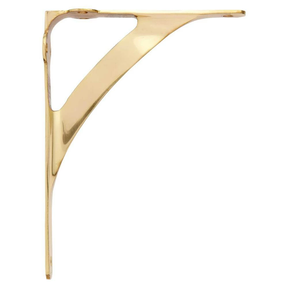 Signature Hardware Classic 5-7/8 in. Brass Shelf Bracket in Polished Brass