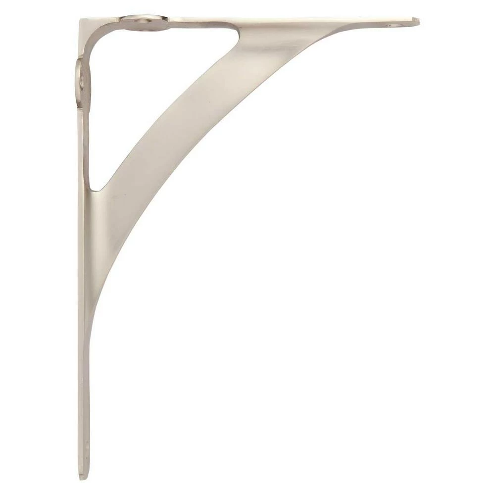 Signature Hardware Classic 5-7/8 in. Brass Shelf Bracket in Brushed Nickel
