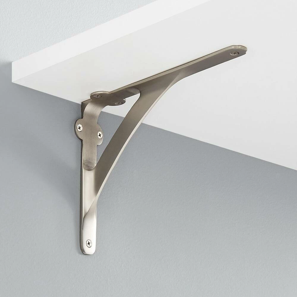 Signature Hardware Classic 5-7/8 in. Brass Shelf Bracket in Brushed Nickel - Image 3