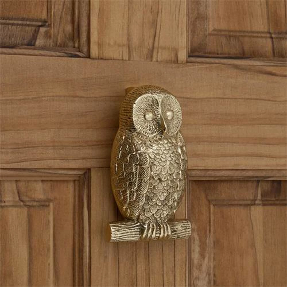 Signature Hardware Owl 3-1/8 in. Brass Door Knocker in Polished Brass
