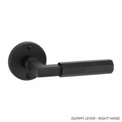 Signature Hardware Yasmeen Brass Handle Right Hand Dummy Interior Door Set Lever in Satin Black