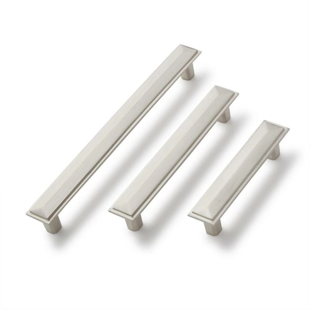 Signature Hardware Bresnick 1-1/8 x 5-1/8 in. Brass Cabinet Pull in Brushed Nickel - Image 2