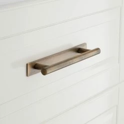 Signature Hardware Avignon 8 in. Solid Brass Cabinet Pull in Antique Brass