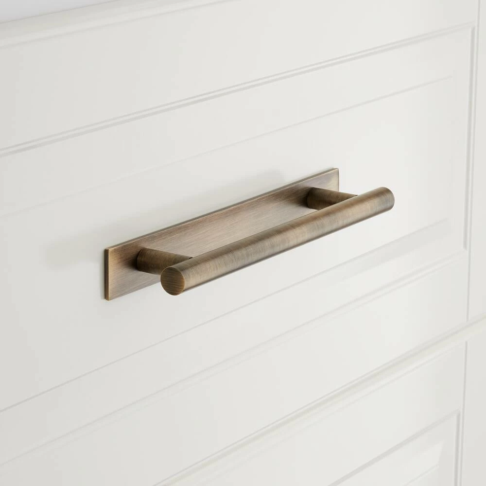 Signature Hardware Avignon 8 in. Solid Brass Cabinet Pull in Antique Brass