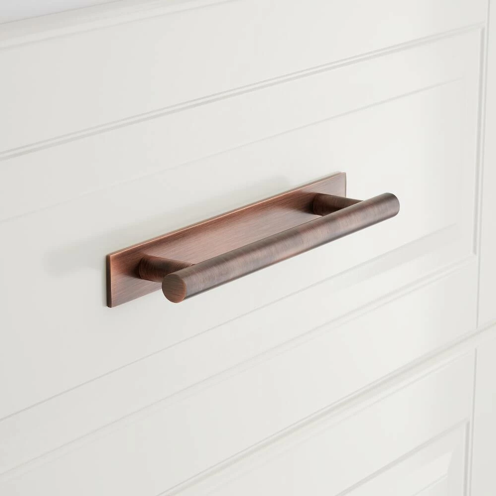 Signature Hardware Avignon 8 in. Solid Brass Cabinet Pull in Antique Copper