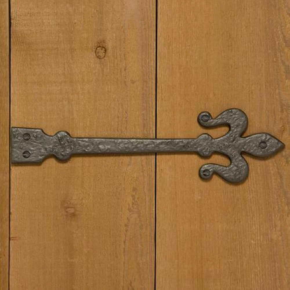 Signature Hardware Fleur de Lis 4-1/8 in. Residential Dummy Strap Hinge in Beeswax Iron