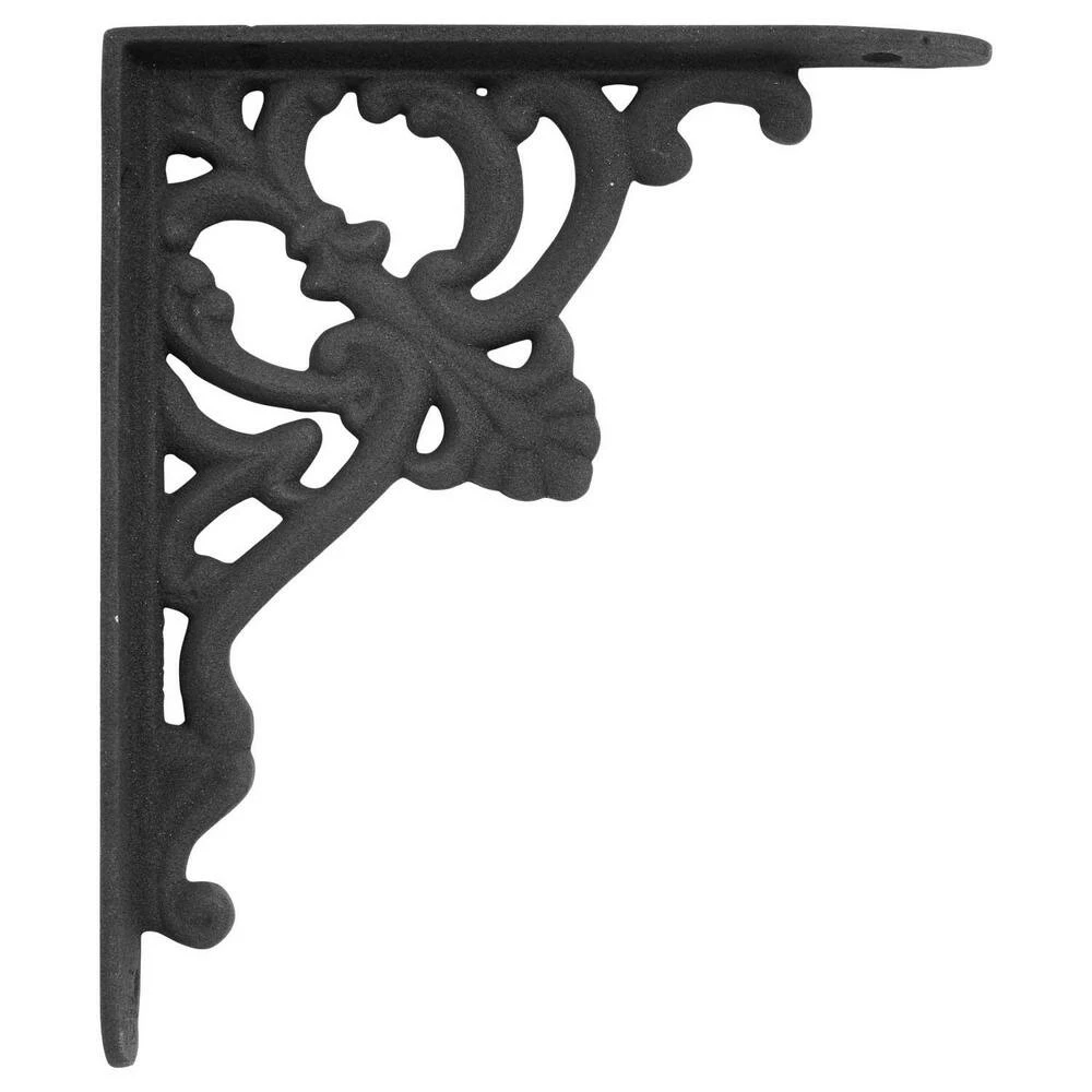 Signature Hardware Fleur de Lis 7-1/2 in. Cast Iron Shelf Bracket in Black Powder Coat - Image 2