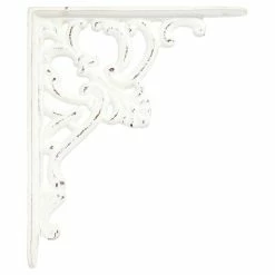 Signature Hardware Fleur de Lis 7-1/2 in. Cast Iron Shelf Bracket in Distressed White