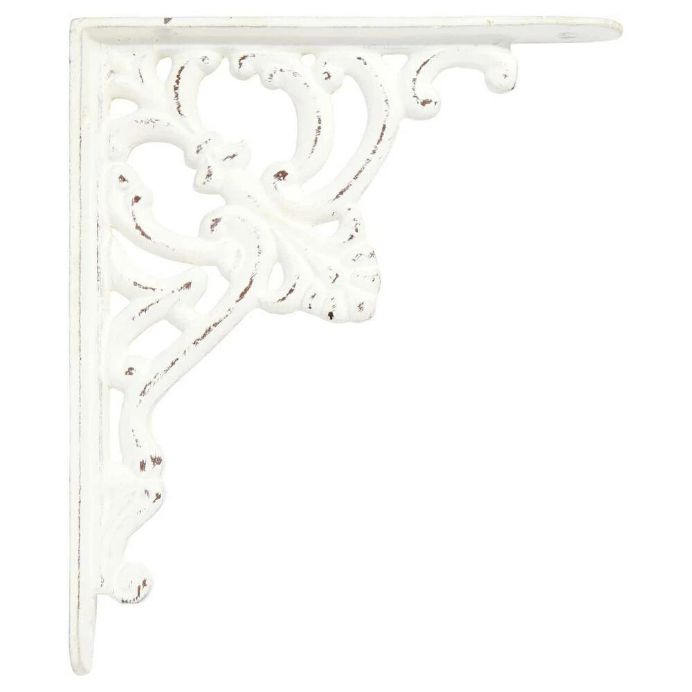 Signature Hardware Fleur de Lis 7-1/2 in. Cast Iron Shelf Bracket in Distressed White - Image 2