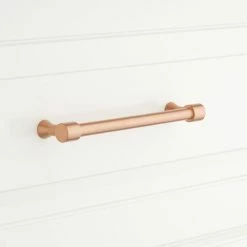 Signature Hardware Strasbourg 1/2 x 4-3/8 in. Brass Cabinet Pull in Satin Brass
