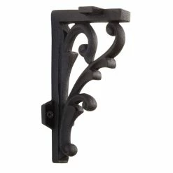 Signature Hardware Miette 4-1/2 in. Cast Iron Shelf Bracket in Black Powder Coat
