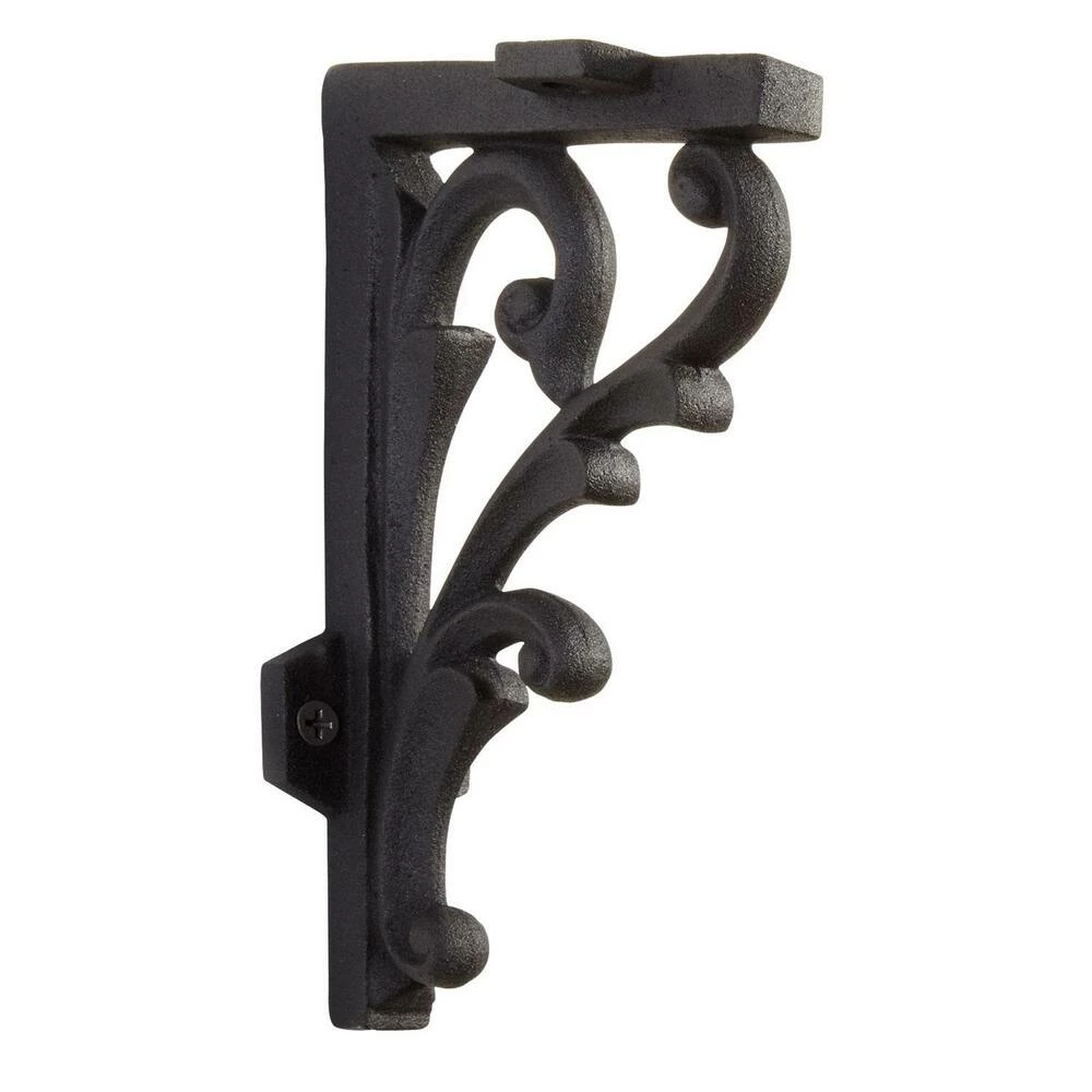 Signature Hardware Miette 4-1/2 in. Cast Iron Shelf Bracket in Black Powder Coat