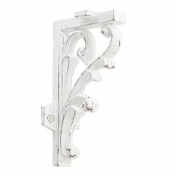 Signature Hardware Miette 4-1/2 in. Cast Iron Shelf Bracket in Distressed White