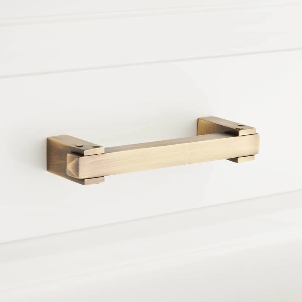 Signature Hardware Hovland 5 in. Rectangular Cabinet Pull in Antique Brass