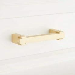Signature Hardware Hovland 5 in. Rectangular Cabinet Pull in Satin Brass