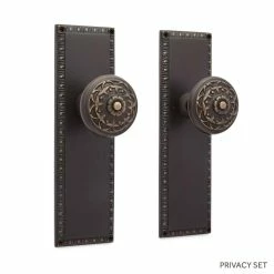 Signature Hardware Bachelet Brass Round Dummy Plate and Knob Set in Oil Rubbed Bronze