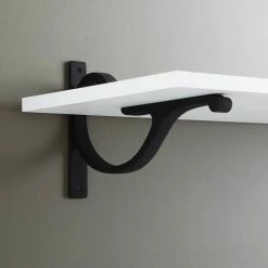 Signature Hardware Alyona 7-7/8 in. Cast Iron Shelf Bracket in Black Powder Coat